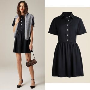 NWT J CREW Collection shirtdress with jewel buttons in black